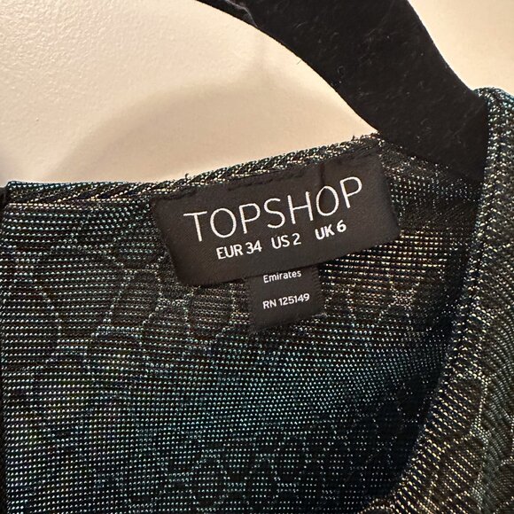 RARE TOPSHOP Mini Snake Shimmer Dress Size 2 - Picture 3 of 5